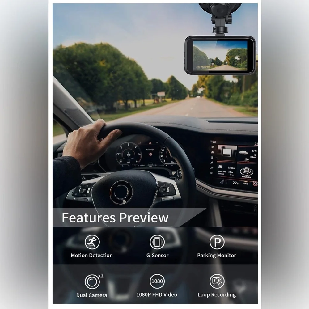 Milerong 1080P FHD Dash Camera for Cars Dash Cam Front and Rear